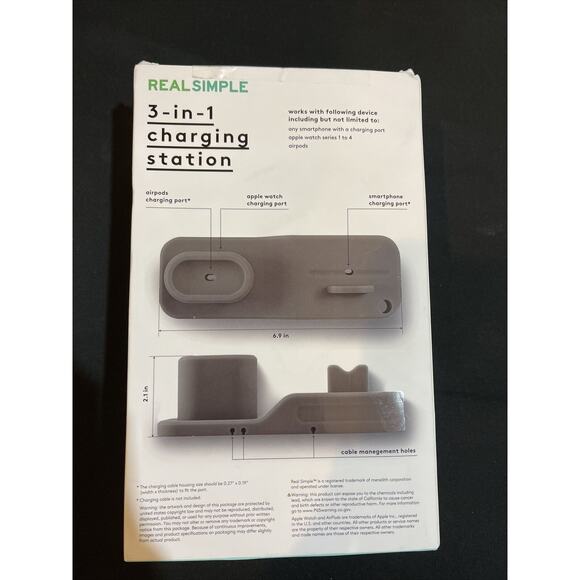 Real Simple 3 In 1 Charging Station Silicon StandFor Apple Watch Air Pod iPhone - Picture 4 of 4